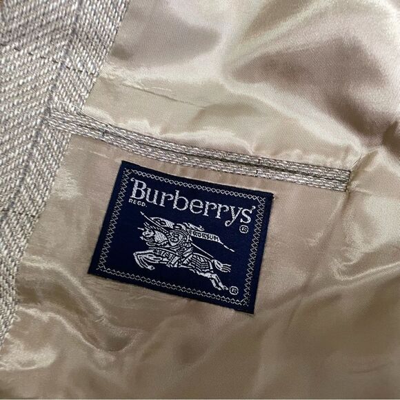 Burberry Tan Windowpane Check Wool Blazer Sports Coat 2 Button Mens 38R - Picture 6 of 9